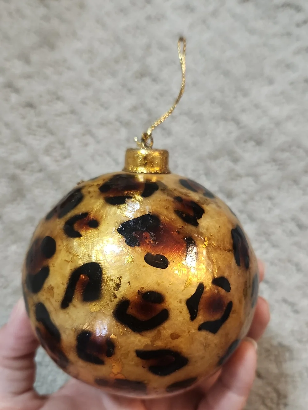 Pier 1 Gold Leopard Print Christmas Ornaments Decorative Hanging Holiday Tree
